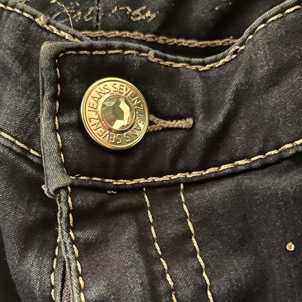 Seven Dark Wash Bling Pocket Skinny Jeans EUC - Picture 4 of 8